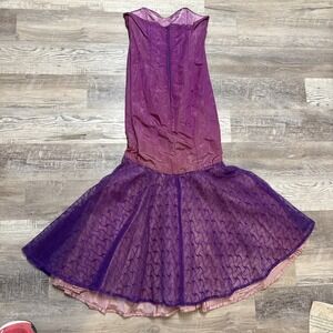 Vtg Donna Marie Designs Maxi Mermaid Purple Sleeveless Formal prom dress Small